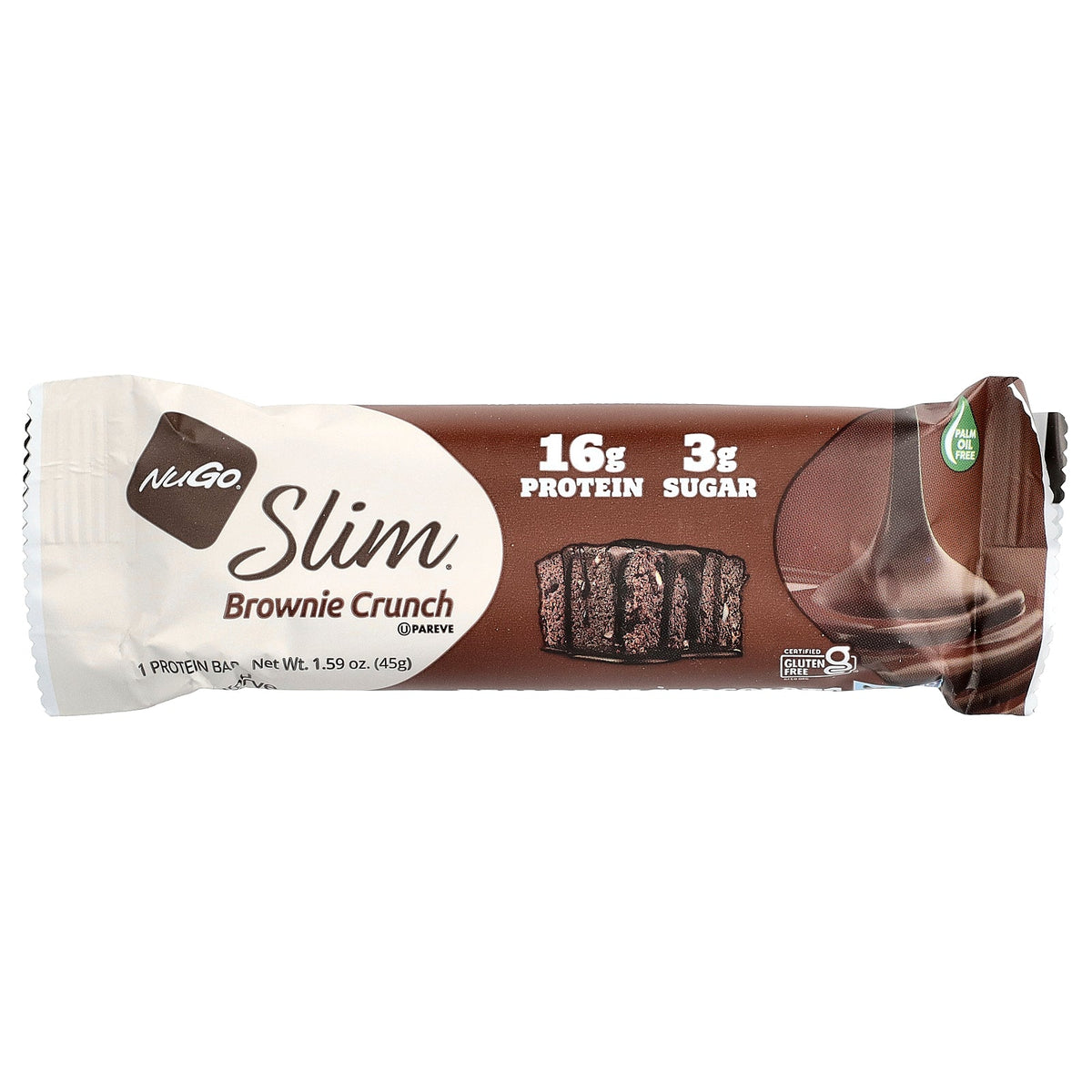 NuGo Nutrition, Slim®, Protein Bar, Brownie Crunch, 12 Bars, 1.59 oz (45 g) Each
