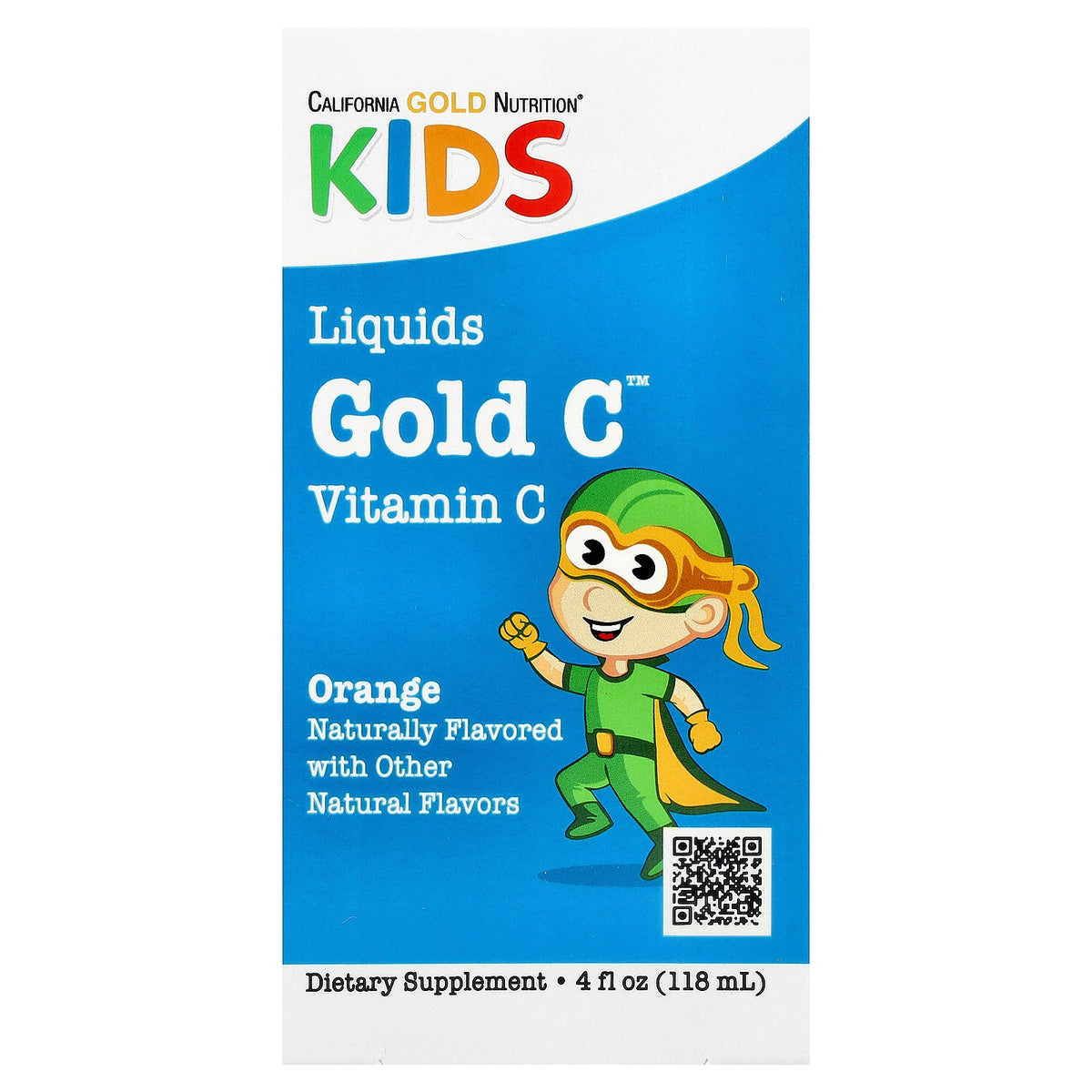 California Gold Nutrition, Kids Gold C™, Liquid Vitamin C, Orange, 4 fl oz (118 ml)