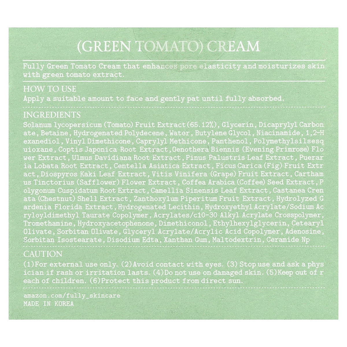 Fully, Green Tomato Cream, 3.04 fl oz (90 ml)