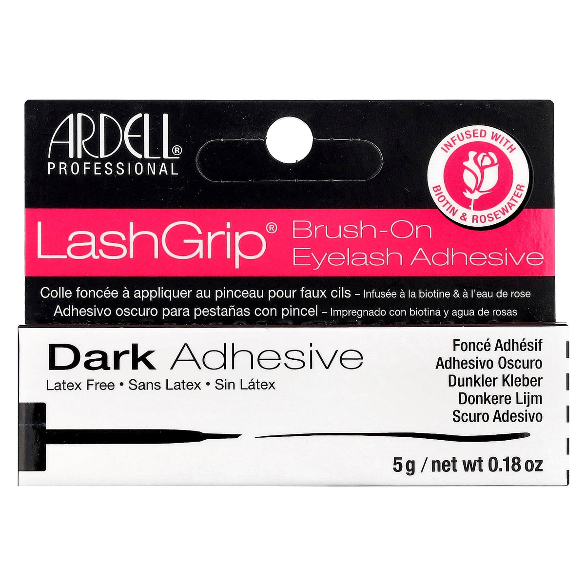 Ardell, Lash Grip® Brush-On Eyelash Adhesive, Dark , 0.18 oz (5 g)
