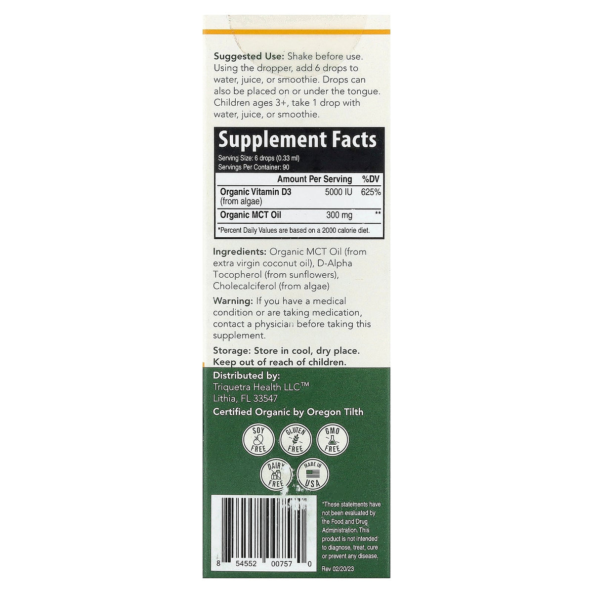 Triquetra, Plant-D3® Organic Whole Food Vitamin D3, Unflavored, 1 fl oz (30 ml)