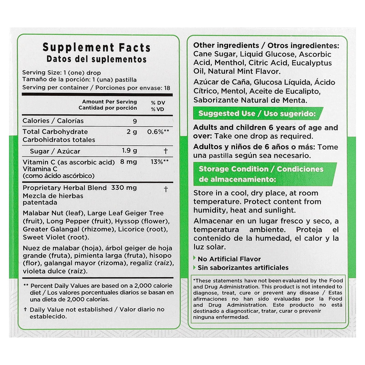 Herbion Naturals, Cough Drops, Mint, 6 Packs, 18 Drops Each