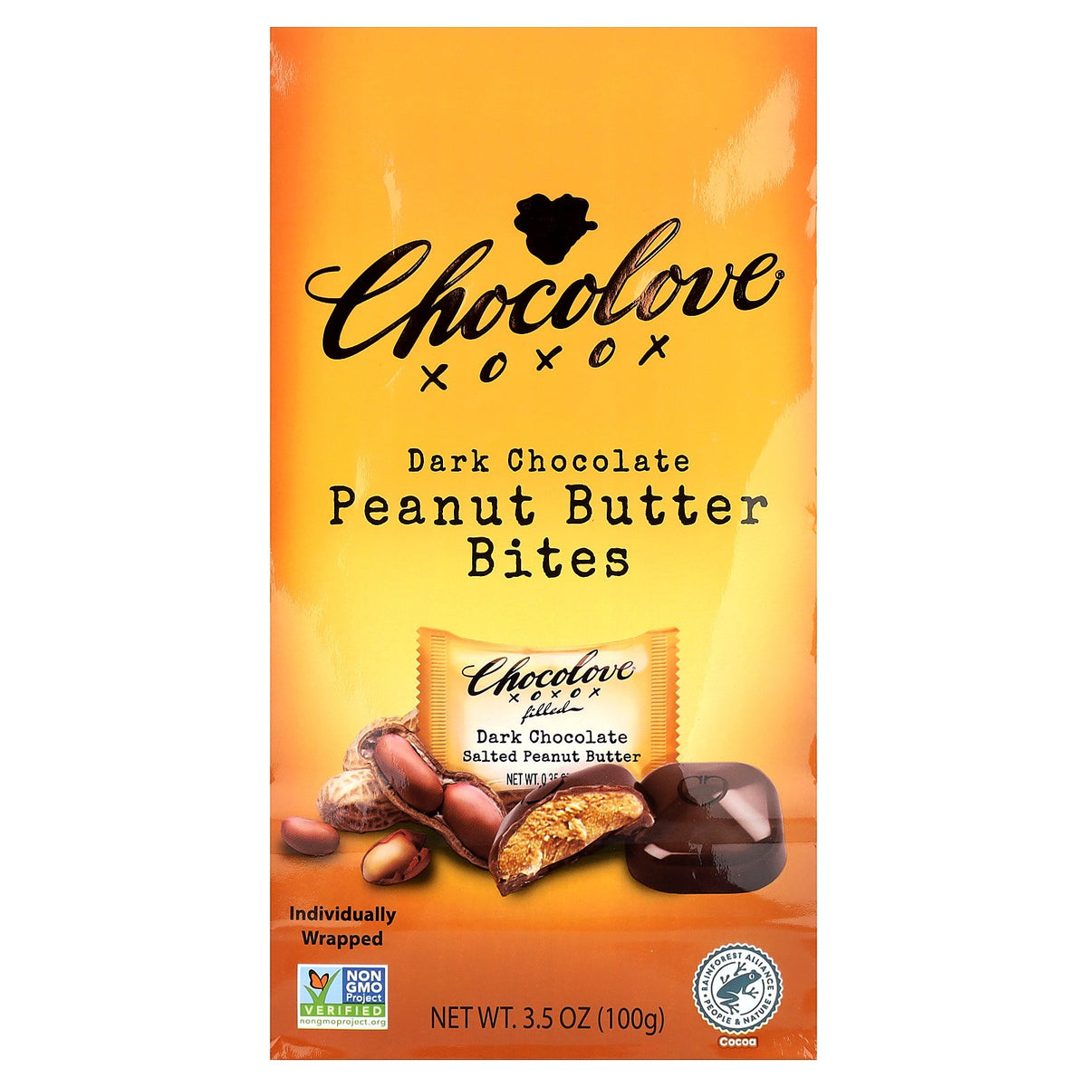 Chocolove, Filled Dark Chocolate, Salted Peanut Butter, 55% Cocoa, 3.5 oz (100 g)