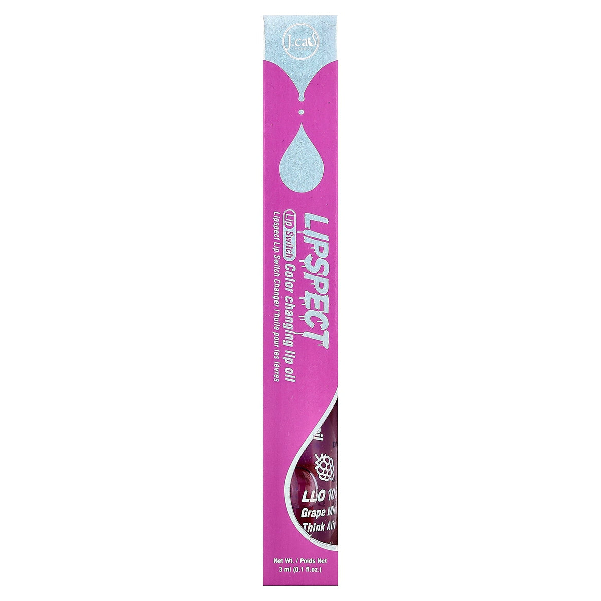 J.Cat Beauty, Lipspect Lip Switch, Color Changing Lip Oil, LLO 105 Grape Mind Think Alive, 0.1 fl oz (3 ml)