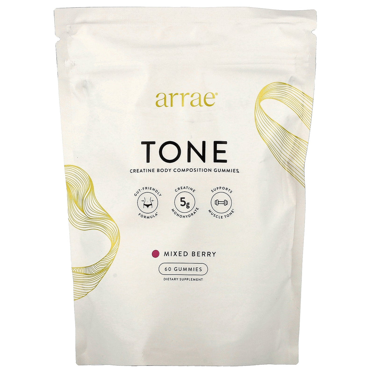 Arrae, Tone, Creatine Body Composition Gummies, Mixed Berry, 60 Gummies