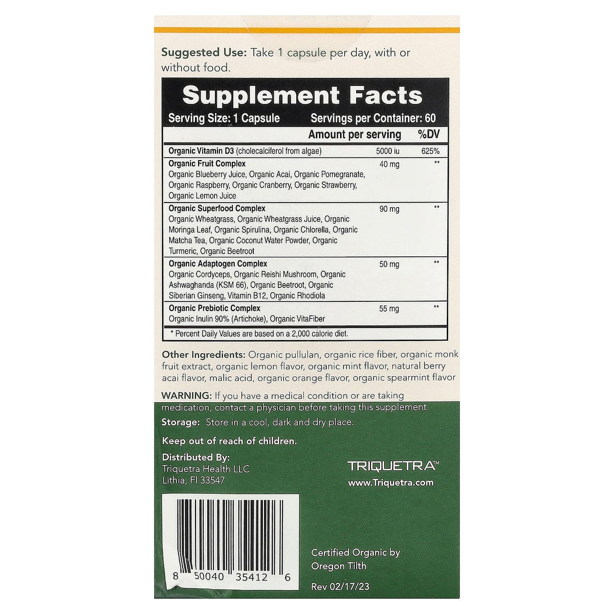 Triquetra, Plant-D3® Whole Food Vitamin D3, 60 Capsules