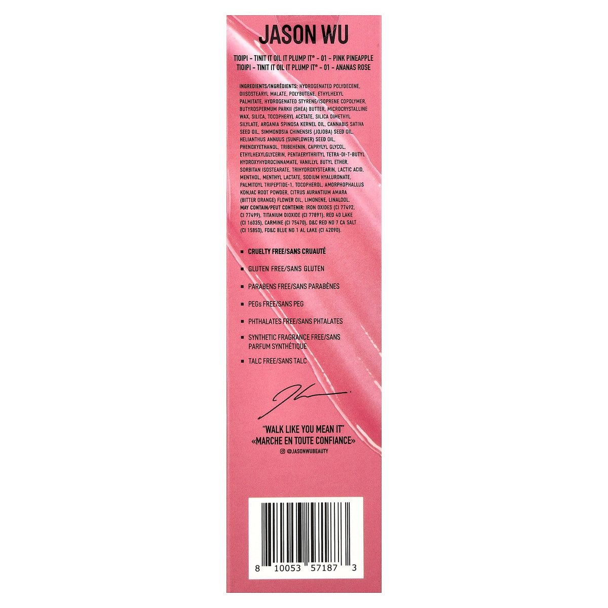 Jason Wu, Tint It Oil It Plump It®, 01 Pink Pineapple, 0.19 fl oz (5.8 ml)