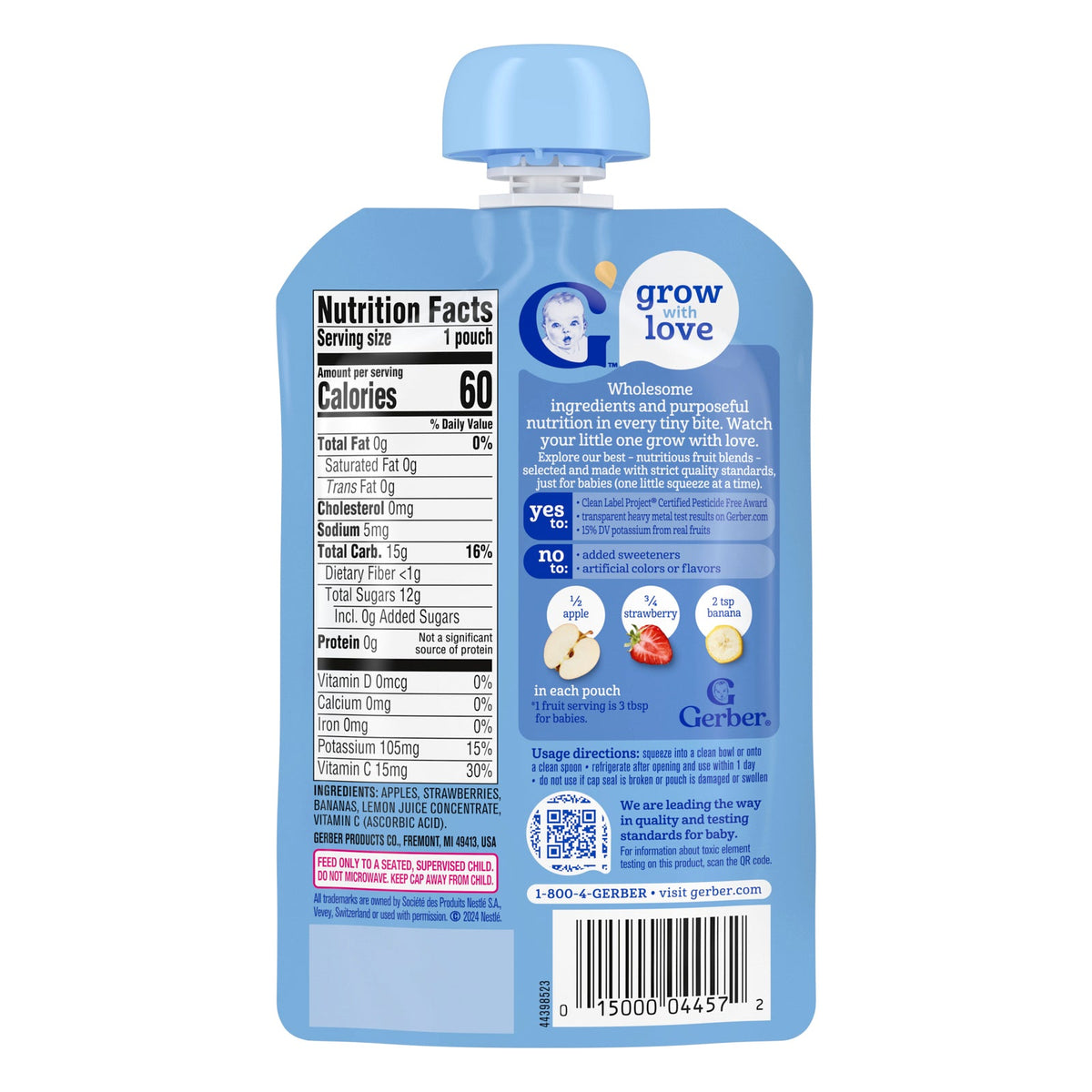 Gerber, 2nd Foods®, Puree, Sitter, Apple, Strawberry, Banana, 3.5 oz (99 g)
