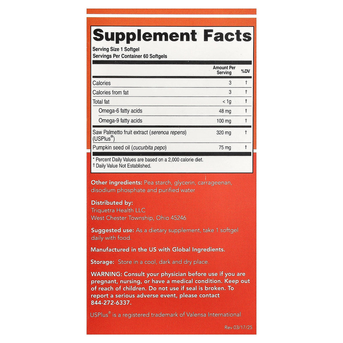 Triquetra, Saw Palmetto Extract Plus Pumpkin Seed Oil, 60 Softgels