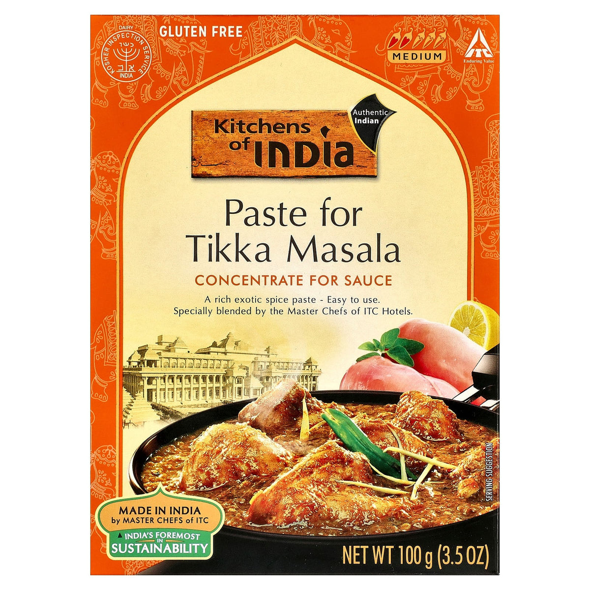 Kitchens of India, Paste For Tikka Masala, Concentrate For Sauce, Medium, 3.5 oz (100 g)