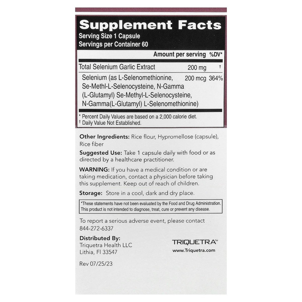 Triquetra, Total Selenium®, 200 mg, 60 Capsules