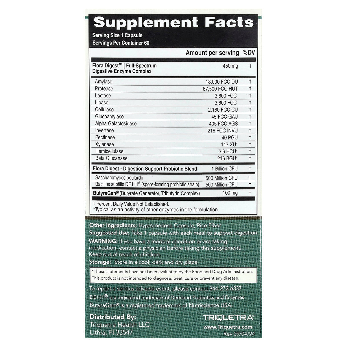 Triquetra, Flora Digest™ Digestive Enzymes, 60 Capsules