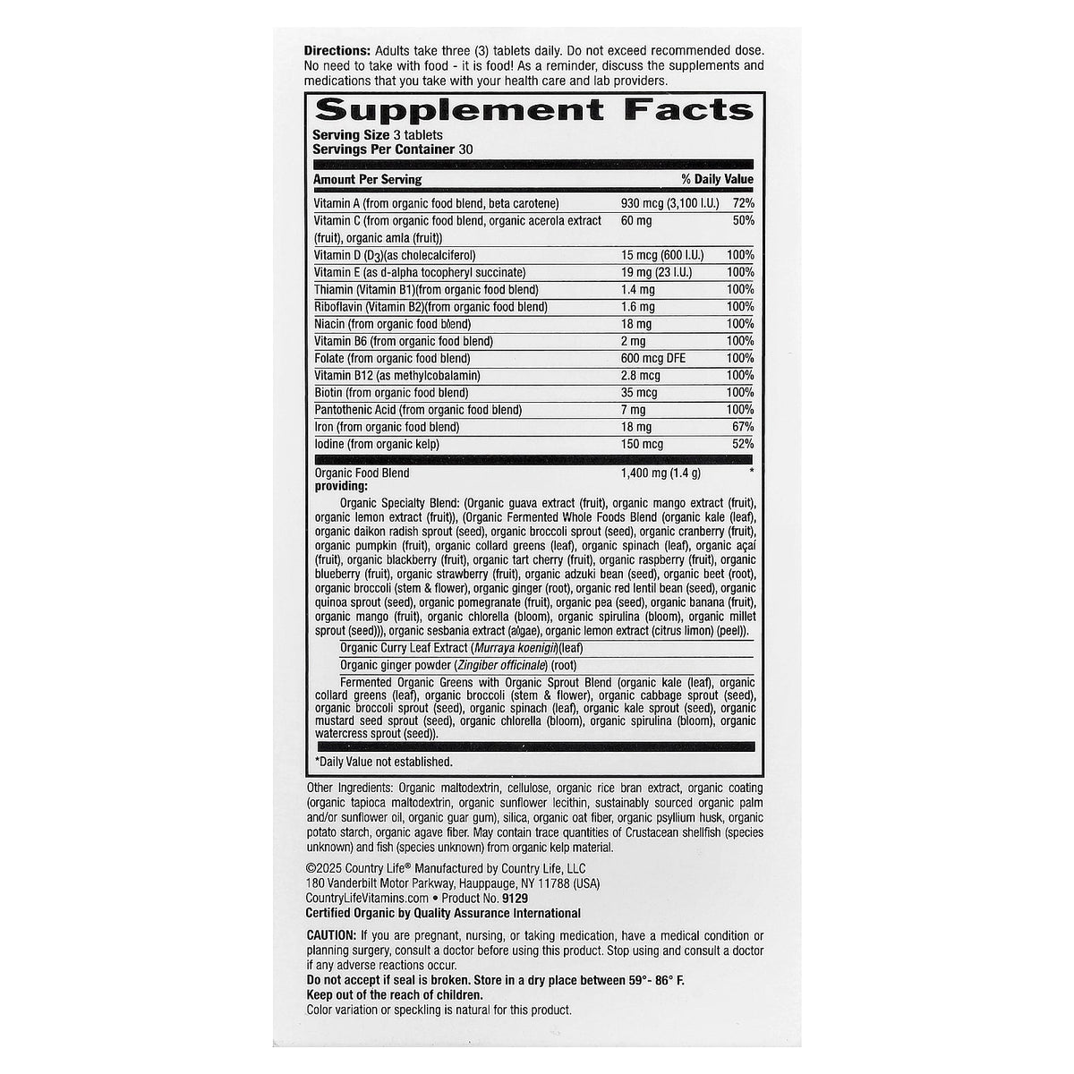 Country Life, Realfood Organics®, Prenatal, 90 Easy-to-Swallow Tablets