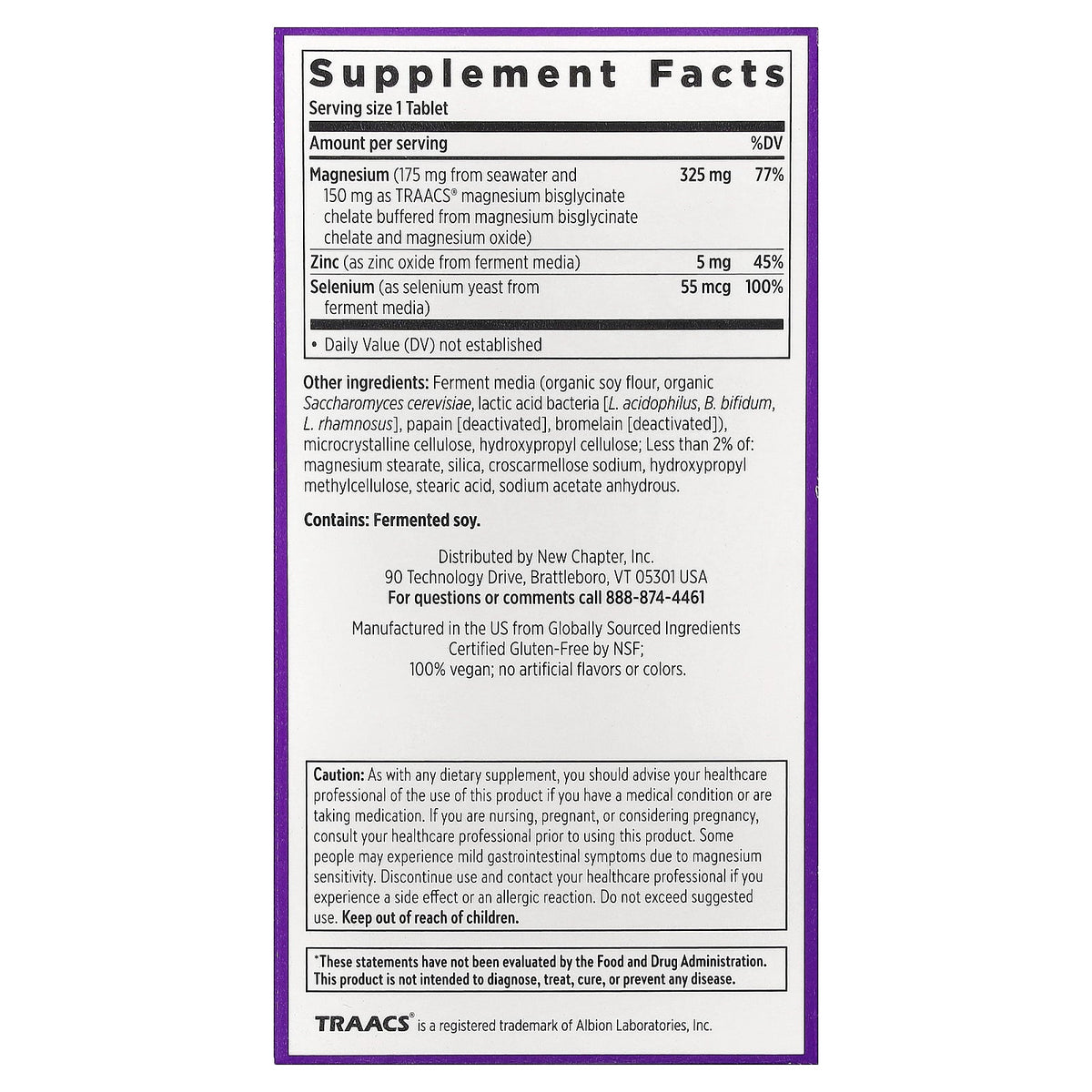New Chapter, Magnesium + Selenium & Zinc, 90 Vegan Tablets
