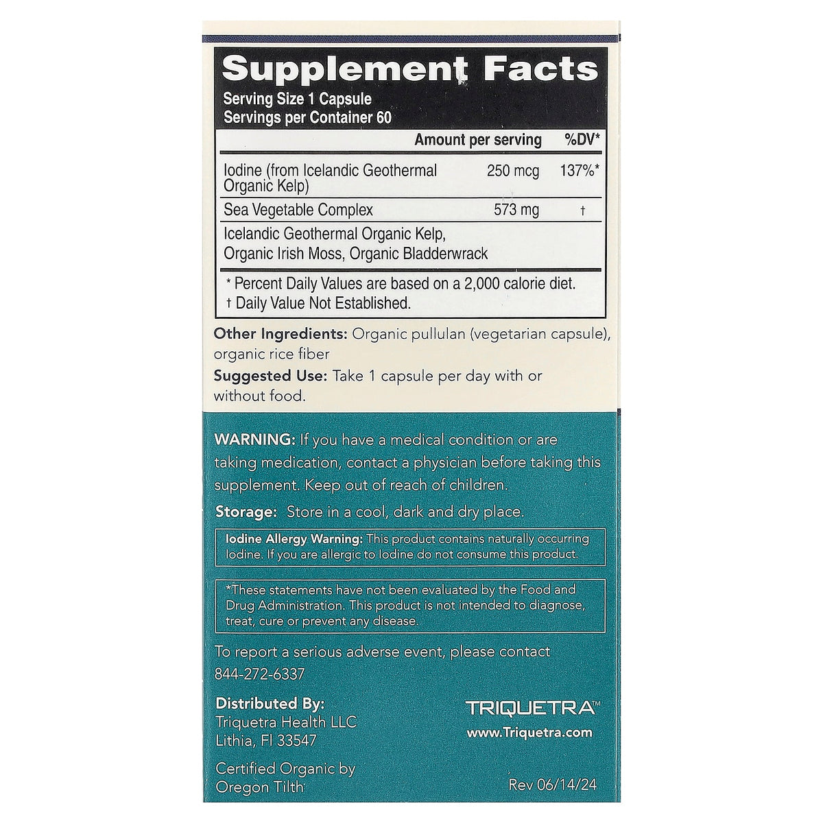Triquetra, Plant Iodine, 60 Capsules