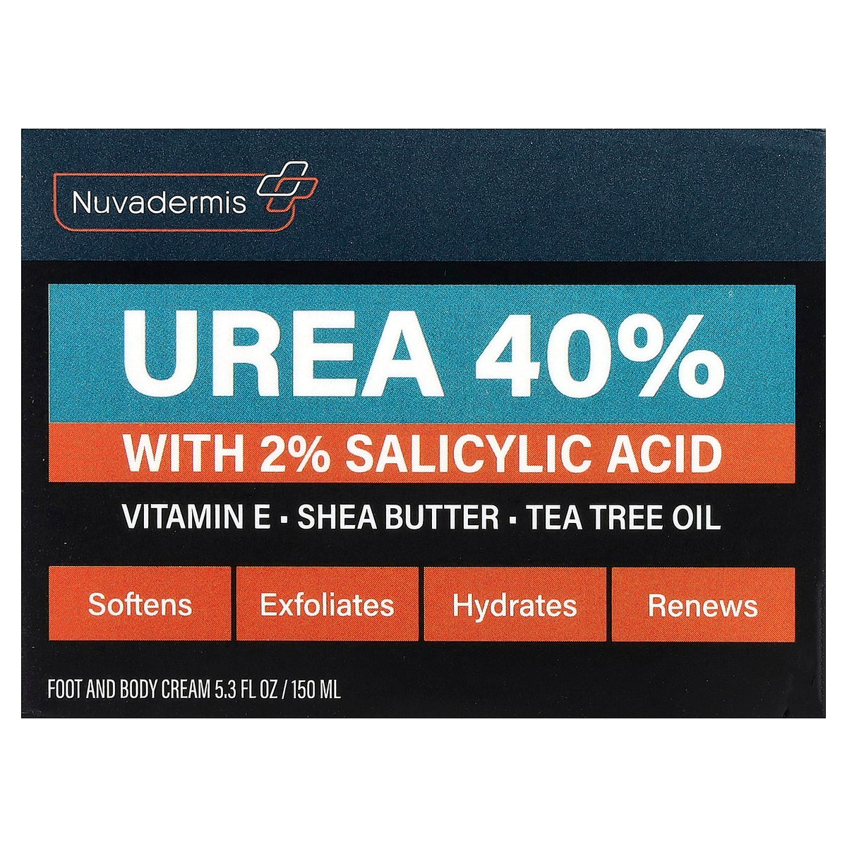 Nuvadermis, Foot and Body Cream, Urea 40% with 2% Salicylic Acid, 5.3 fl oz (150 ml)
