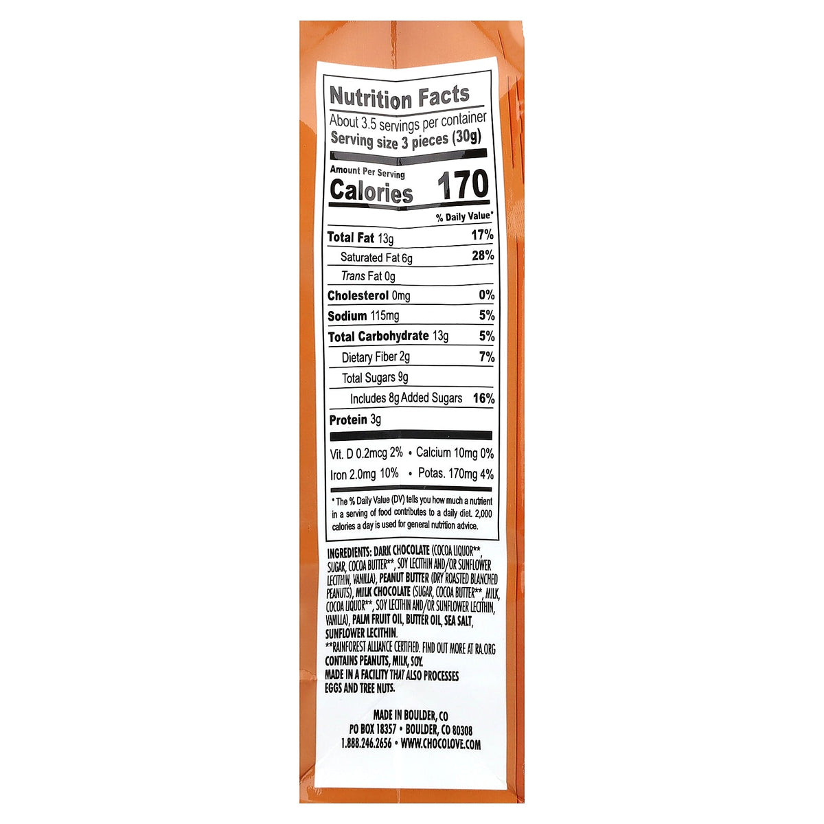 Chocolove, Filled Dark Chocolate, Salted Peanut Butter, 55% Cocoa, 3.5 oz (100 g)
