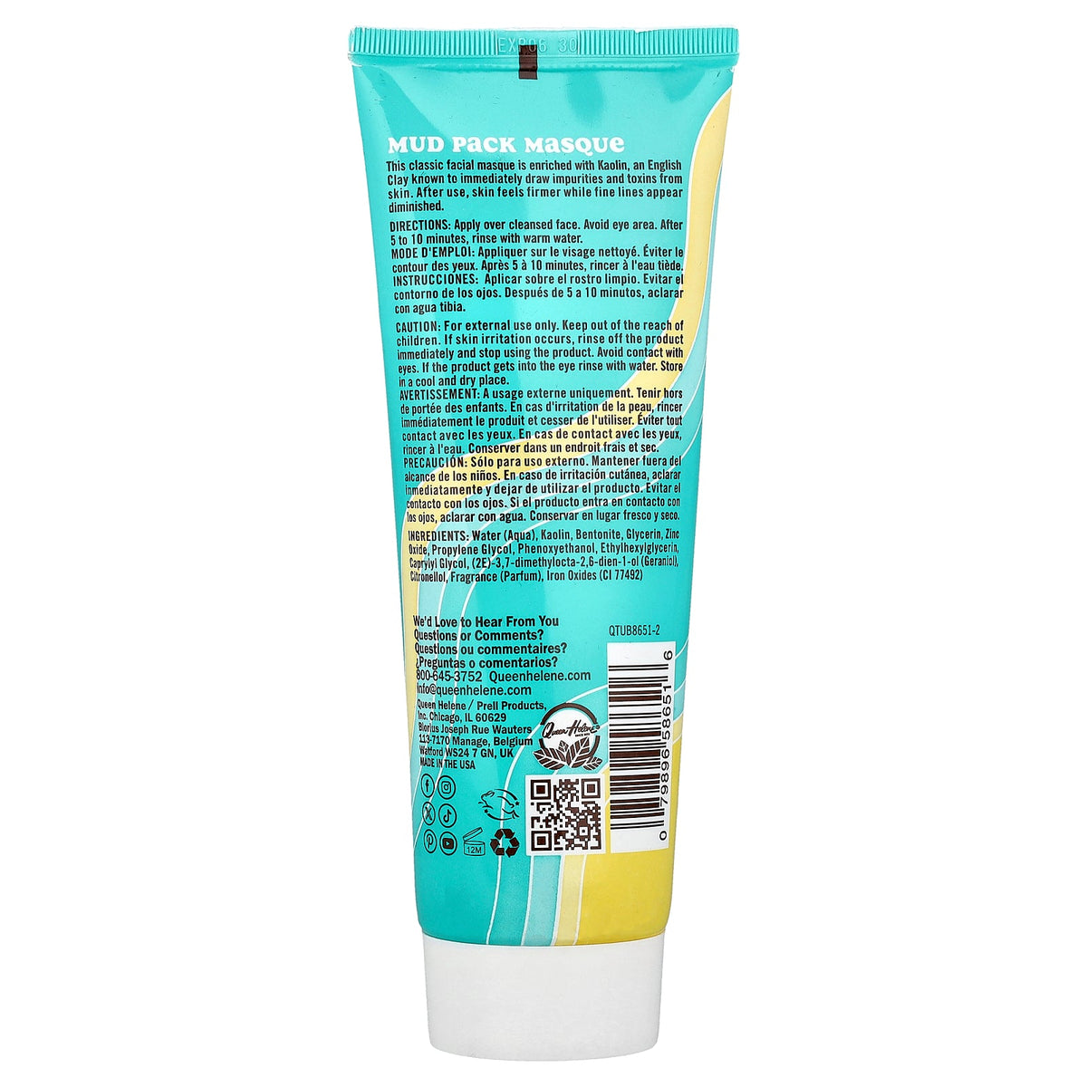 Queen Helene, Mud Pack® Masque, Toxin Relief, 8 oz (227 g)