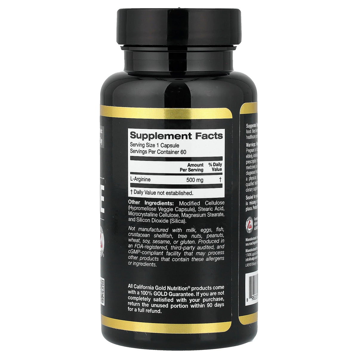California Gold Nutrition, L-Arginine, 500 mg , 60 Veggie Capsules