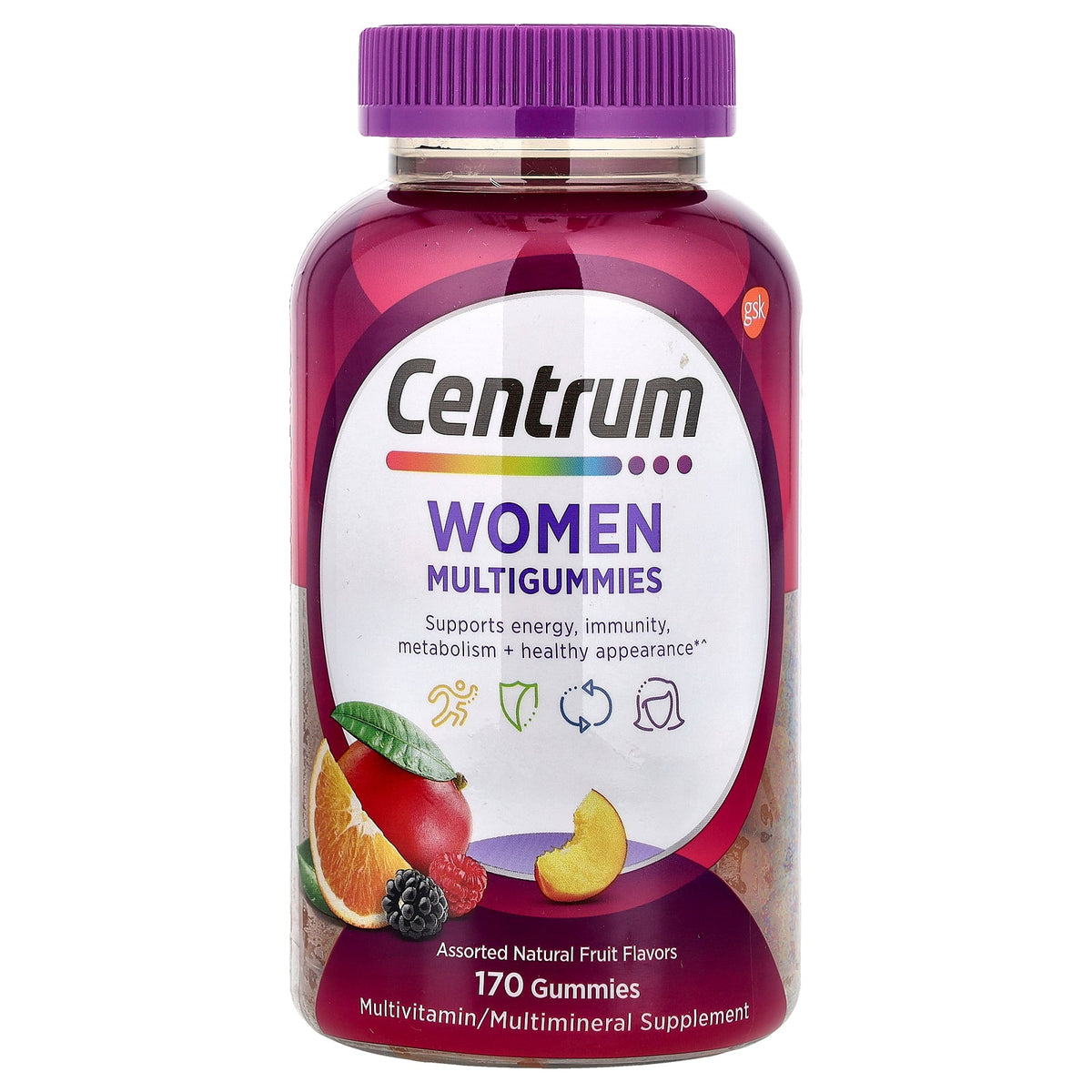 Centrum, Women Multigummies, Assorted Natural Fruit , 170 Gummies