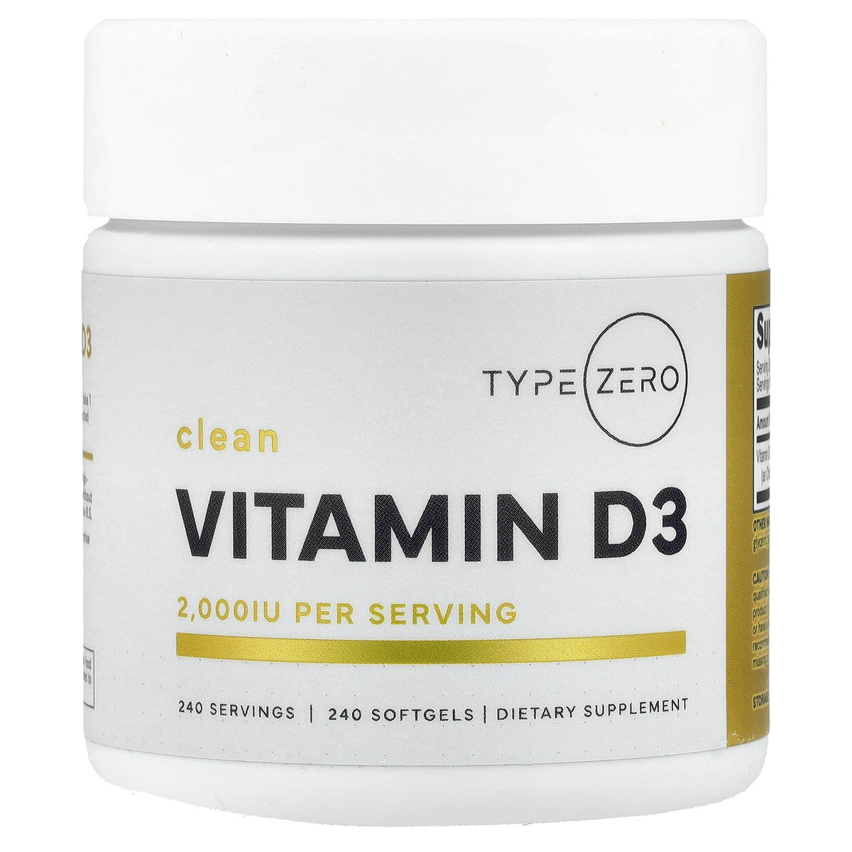TypeZero, Clean, Vitamin D3, 50 mcg (2,000 IU), 240 Softgels
