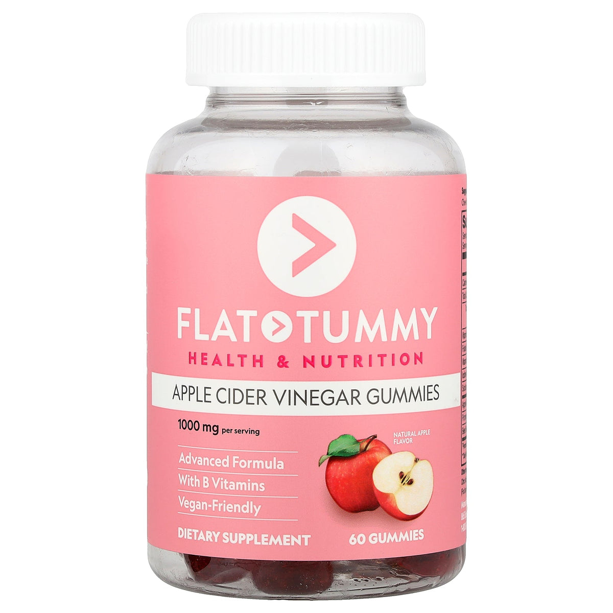 Flat Tummy, Apple Cider Vinegar Gummies, Natural Apple, 60 Gummies