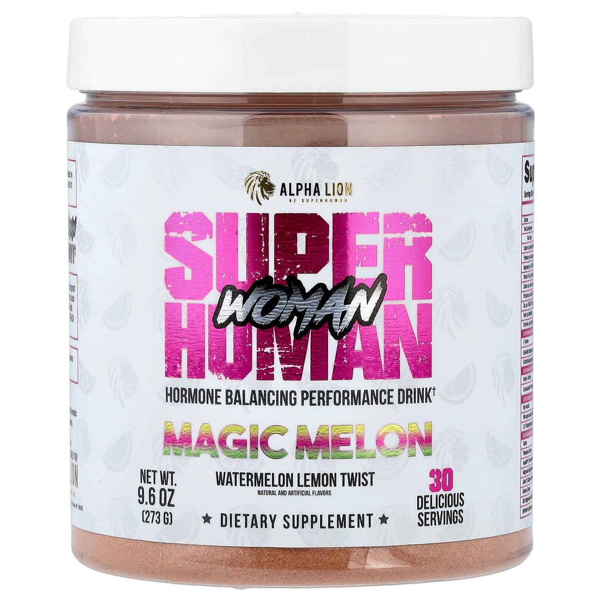 ALPHA LION, SuperHuman Woman, Hormone Balancing Performance Drink, Magic Melon, Watermelon Lemon Twist, 9.6 oz (273 g)