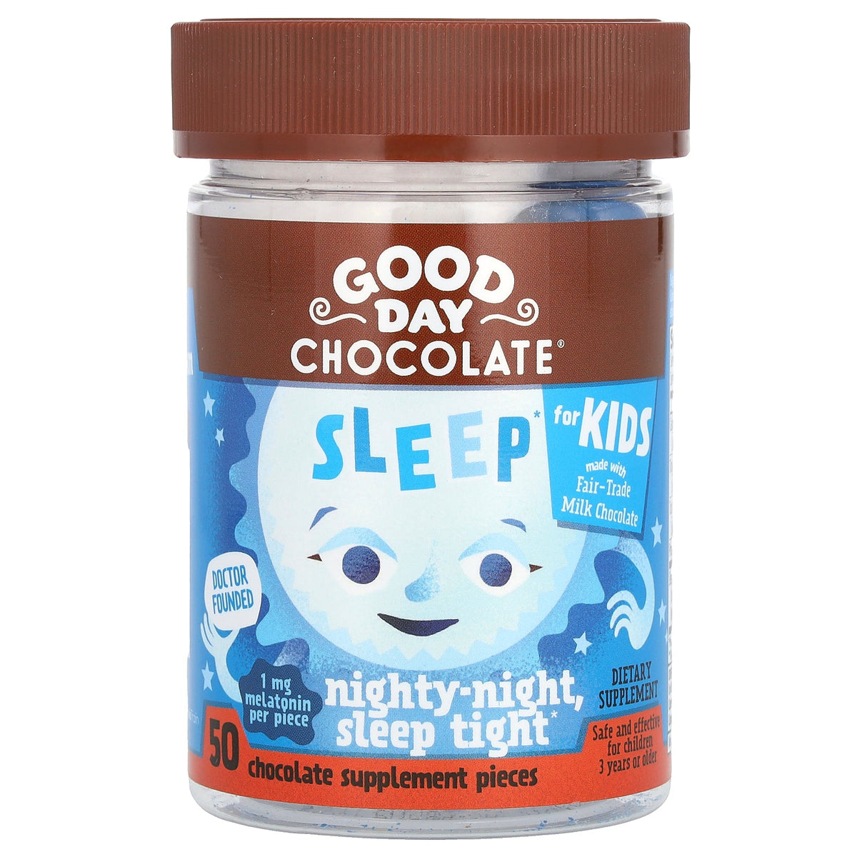 Good Day Chocolate, Sleep For Kids, Chocolate, 1 mg, 50 Pieces