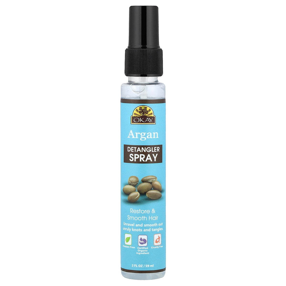Okay Pure Naturals, Argan Detangler Spray , 2 fl oz (59 ml)