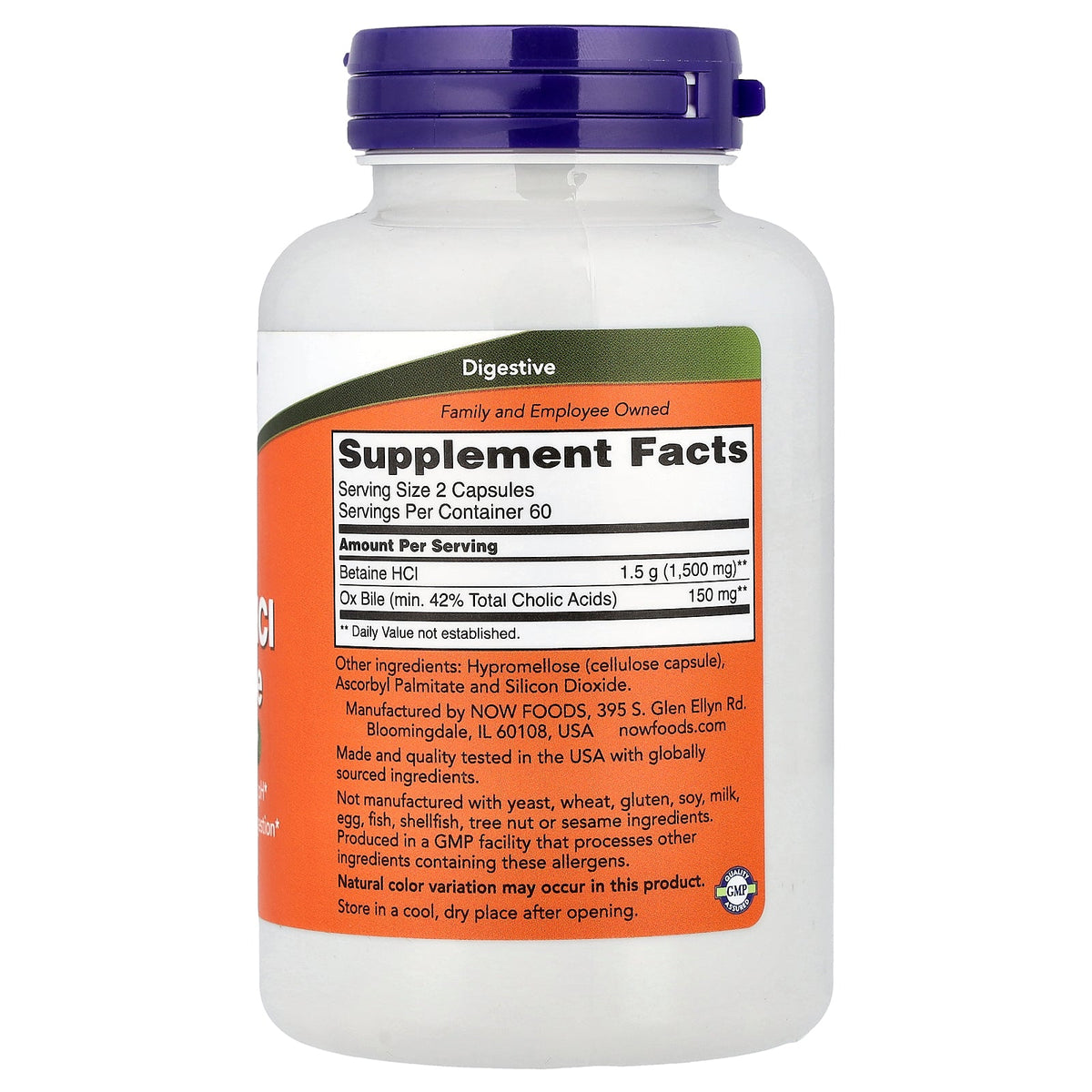NOW Foods, Betaine HCl & Ox Bile, 120 Capsules