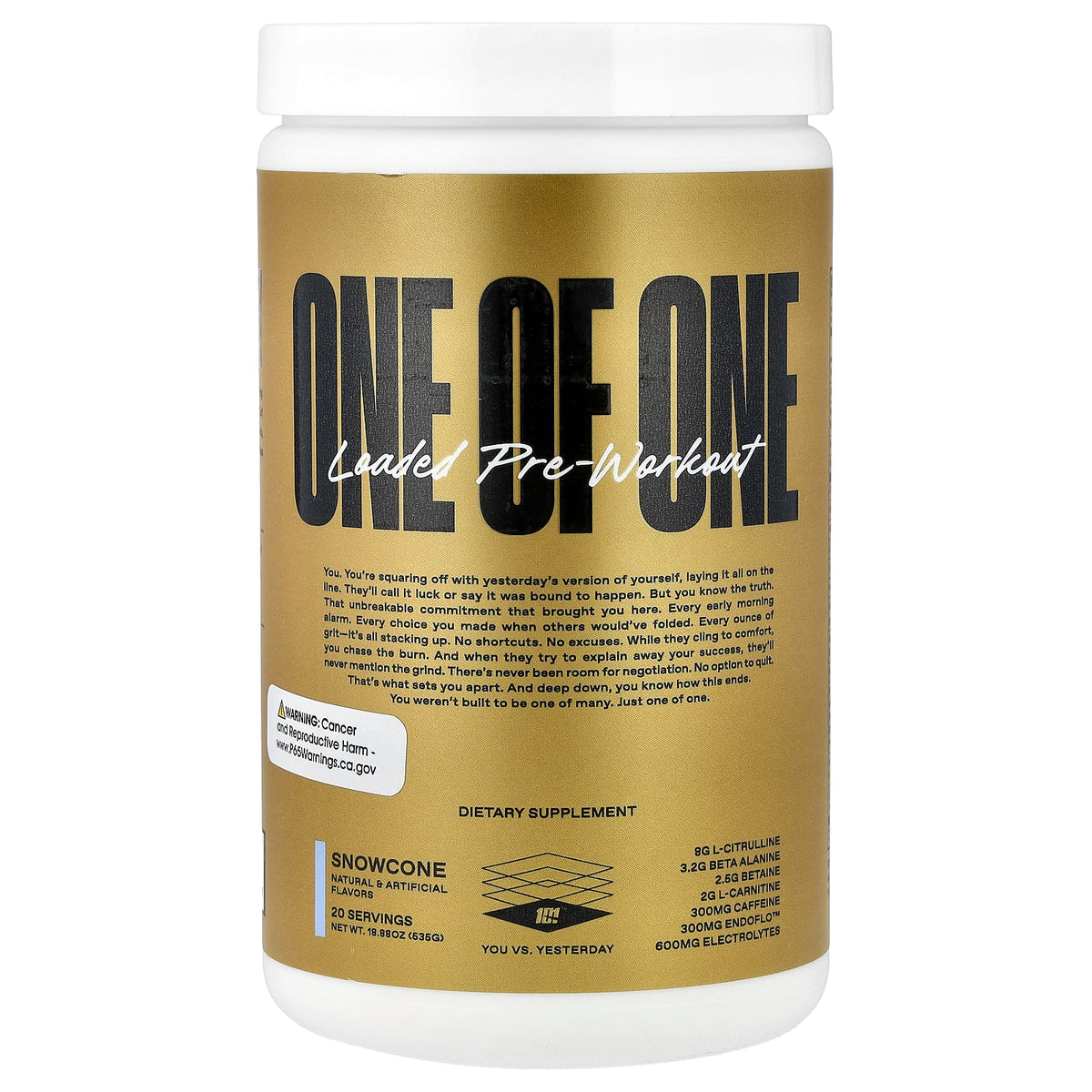 ONE OF ONE, Loaded Pre-Workout, Snowcone, 18.88 oz (535 g)