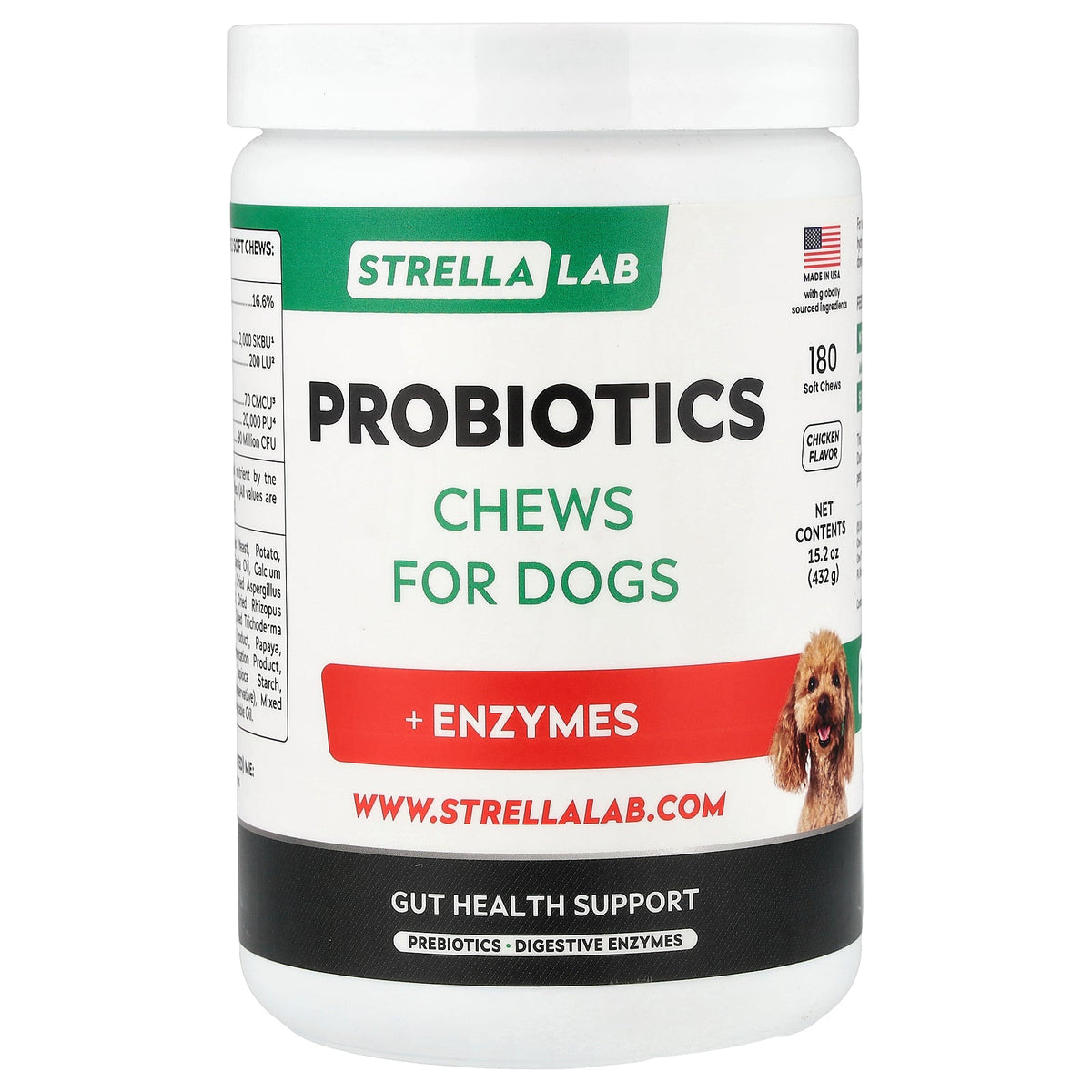 StrellaLab, Probiotics Chews, For Dogs, Chicken, 180 Soft Chews, 15.2 oz (432 g)