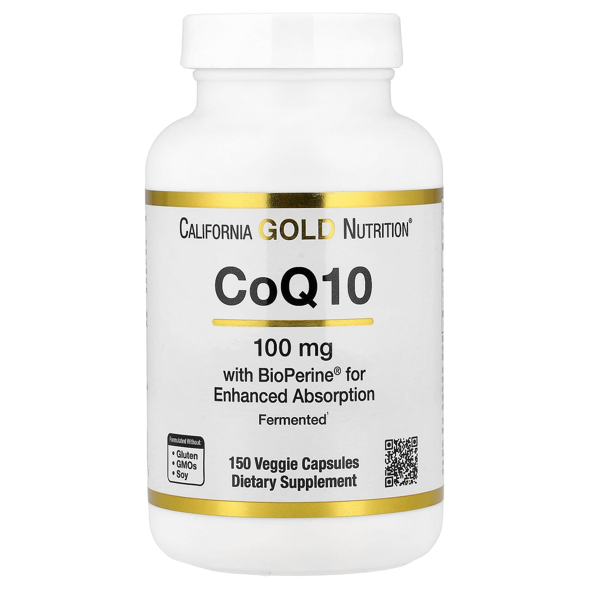 California Gold Nutrition, CoQ10, Ubiquinone USP with BioPerine® Black Pepper Extract, Enhanced Bioavailability, 150 Veggie Capsules