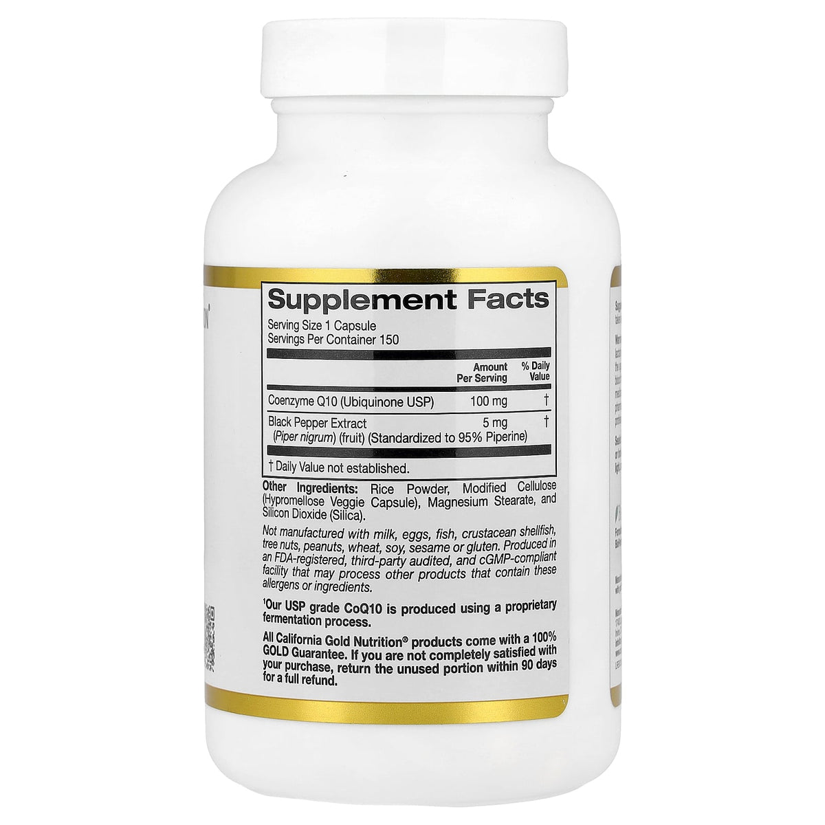 California Gold Nutrition, CoQ10, Ubiquinone USP with BioPerine® Black Pepper Extract, Enhanced Bioavailability, 150 Veggie Capsules