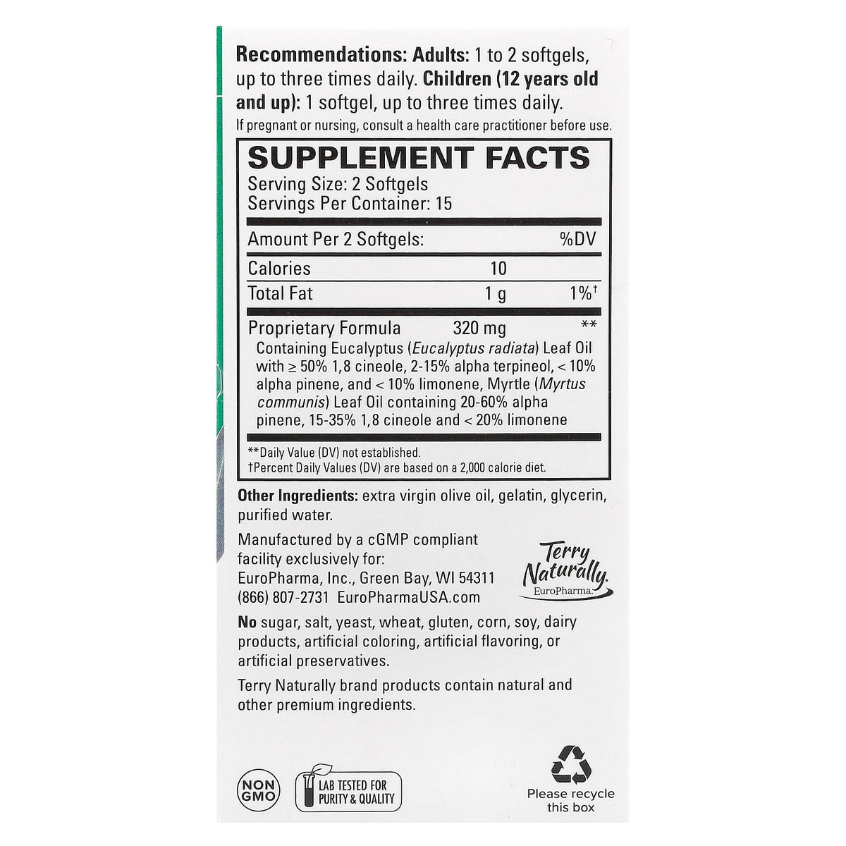 Terry Naturally, SinuCare™ with Eucalyptus, 30 Softgels