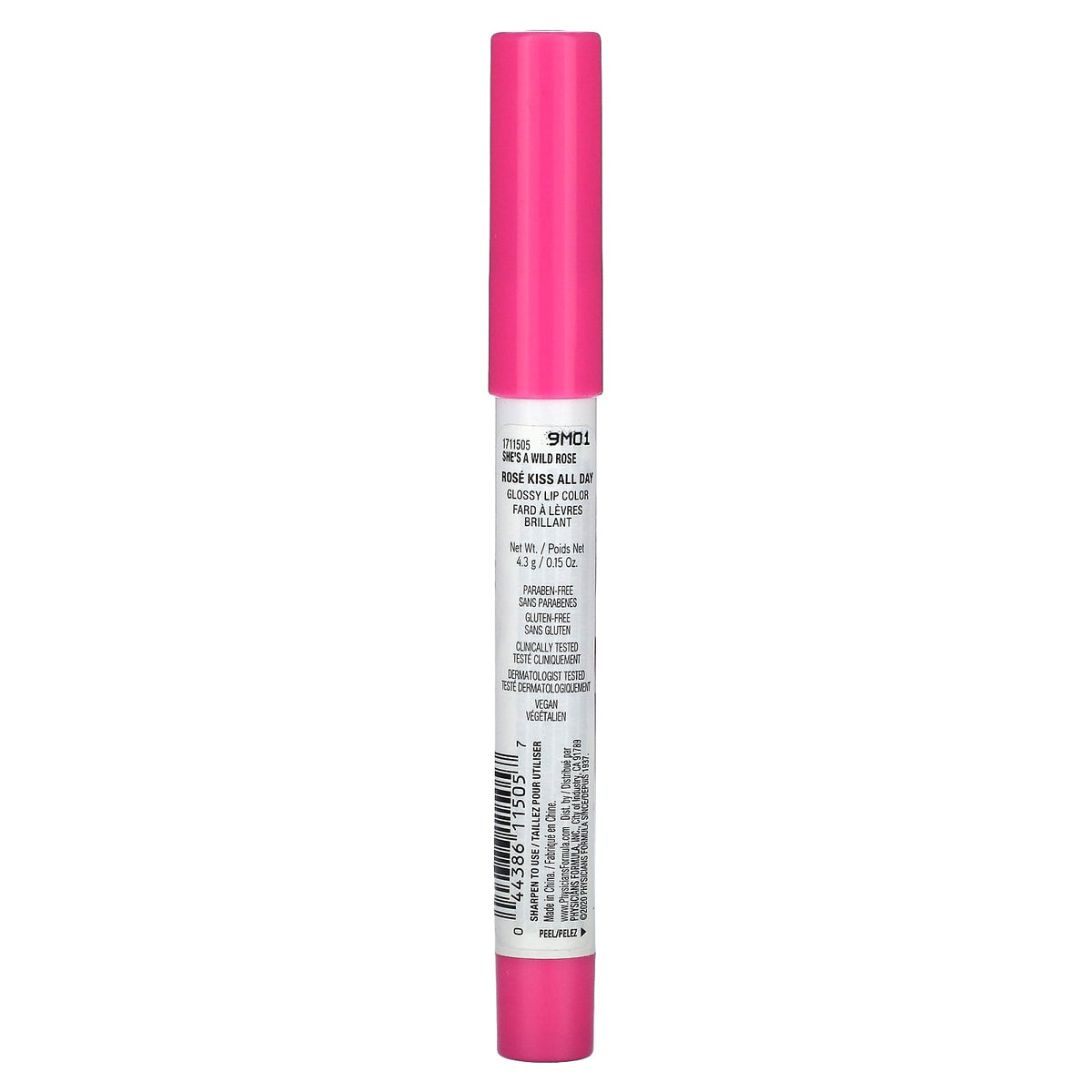 Physicians Formula, Rosé Kiss All Day, Glossy Lip Color, 1711505 She's A Wild Rose, 0.15 oz (4.3 g)