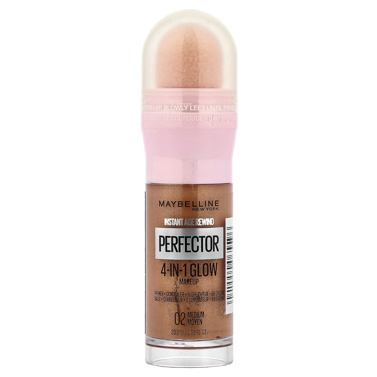 Maybelline, Instant Age Rewind, Perfector 4-in-1 Glow Makeup, 02 Medium, 0.68 fl oz (20 ml)