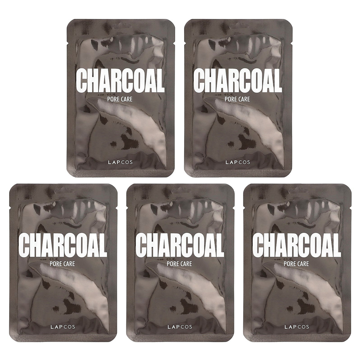 Lapcos, Charcoal Pore Care Sheet Beauty Mask Set, 5 Sheets, 0.84 fl oz (25 ml) Each