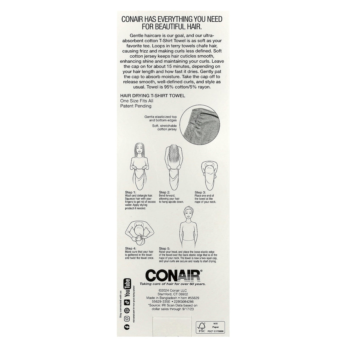 Conair, Twist & Wrap T-Shirt Towel , 1 Towel