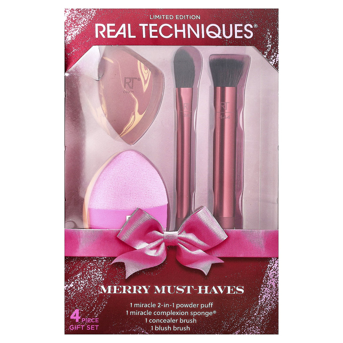 Real Techniques, Merry Must-Haves, Brush & Sponge Set, 4 Piece Set