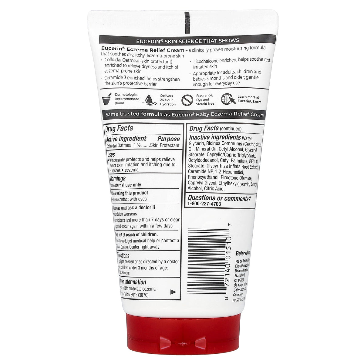 Eucerin, Eczema Relief Cream, Fragrance Free , 5 oz (141 g)