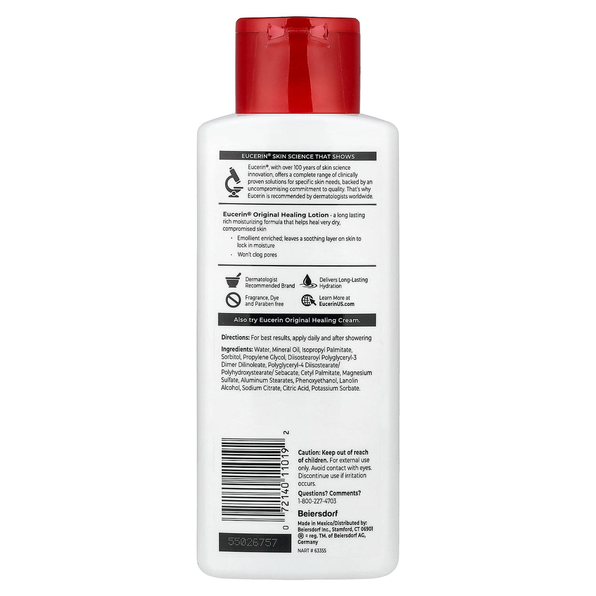 Eucerin, Original Healing Lotion, Extra Dry, Compromised Skin, Fragrance Free, 8.4 fl oz (250 ml)