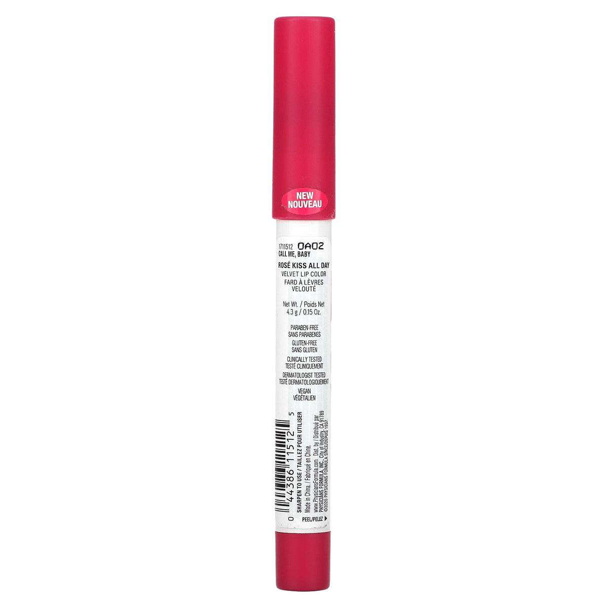 Physicians Formula, Rosé Kiss All Day, Velvet Lip Color, 1711512 Call Me, Baby, 0.15 oz (4.3 g)