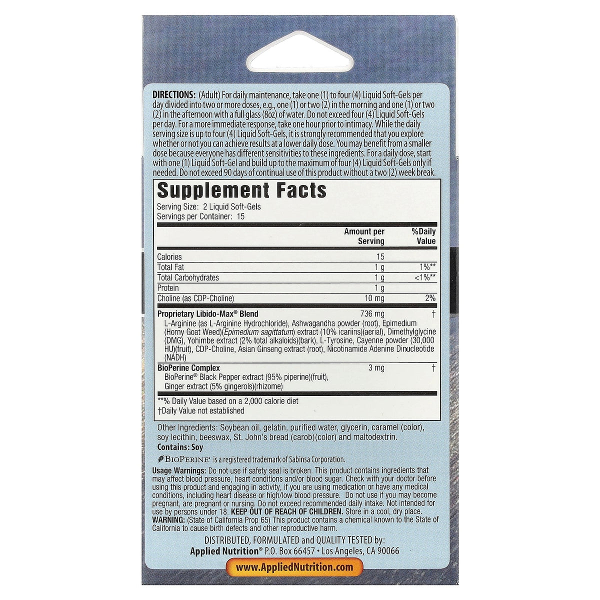 Applied Nutrition, Libido-Max®, 30 Fast-Acting Liquid Soft-Gels