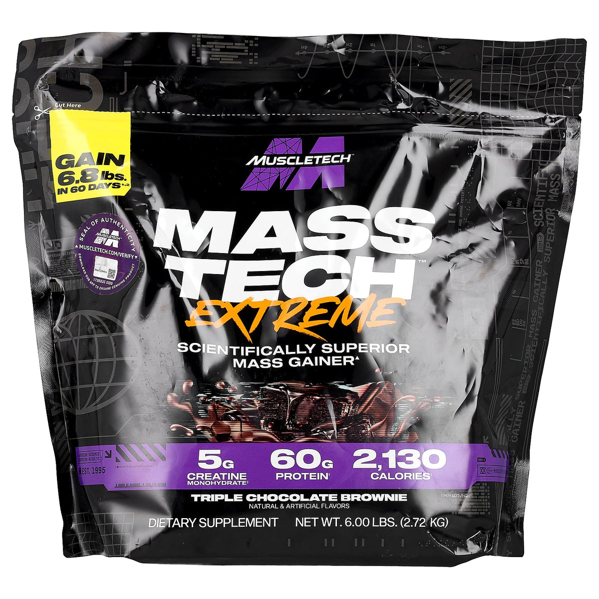 MuscleTech, Mass-Tech™ Extreme, Triple Chocolate Brownie, 6 lbs (2.72 kg)