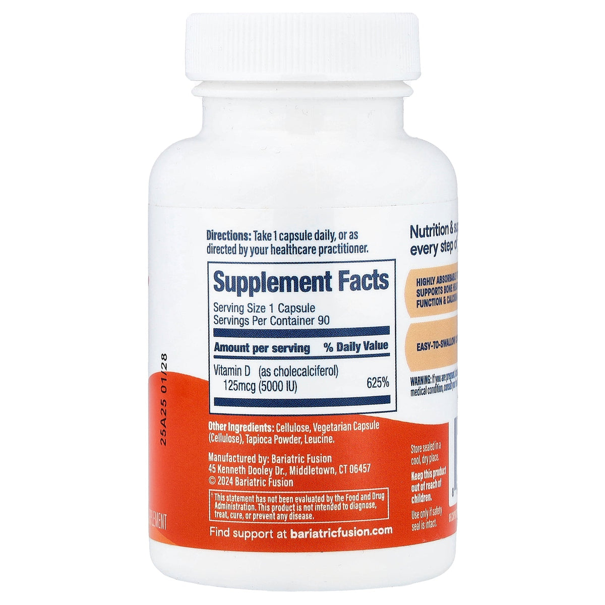Bariatric Fusion, Vitamin D, 125 mcg (5,000 IU), 90 Capsules