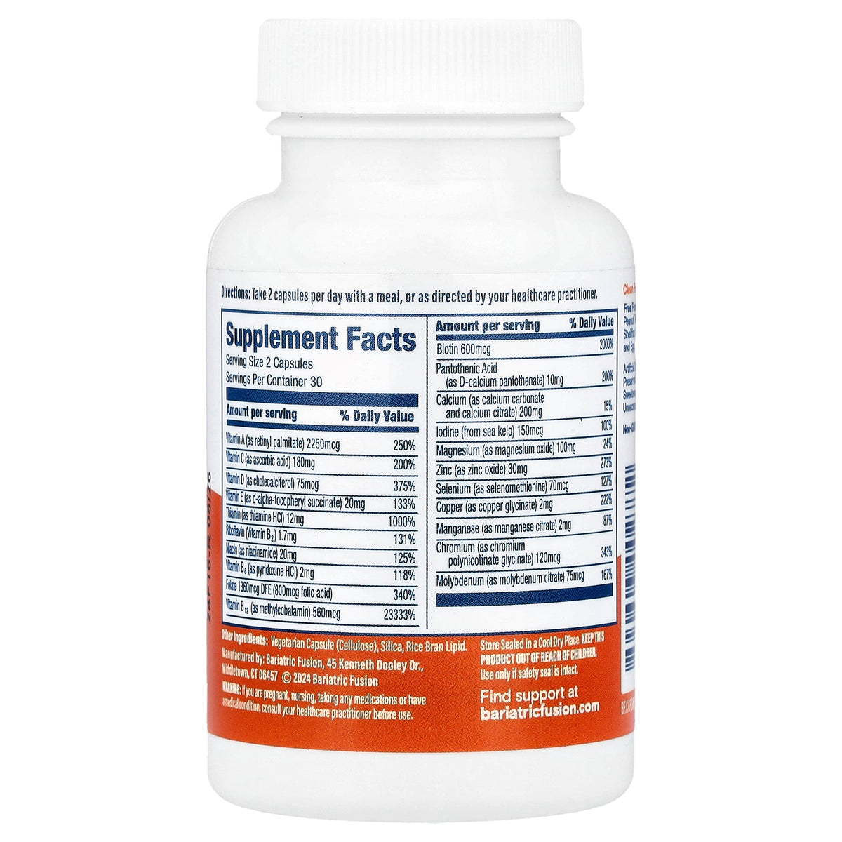 Bariatric Fusion, Multivitamin Without Iron , 60 Capsules