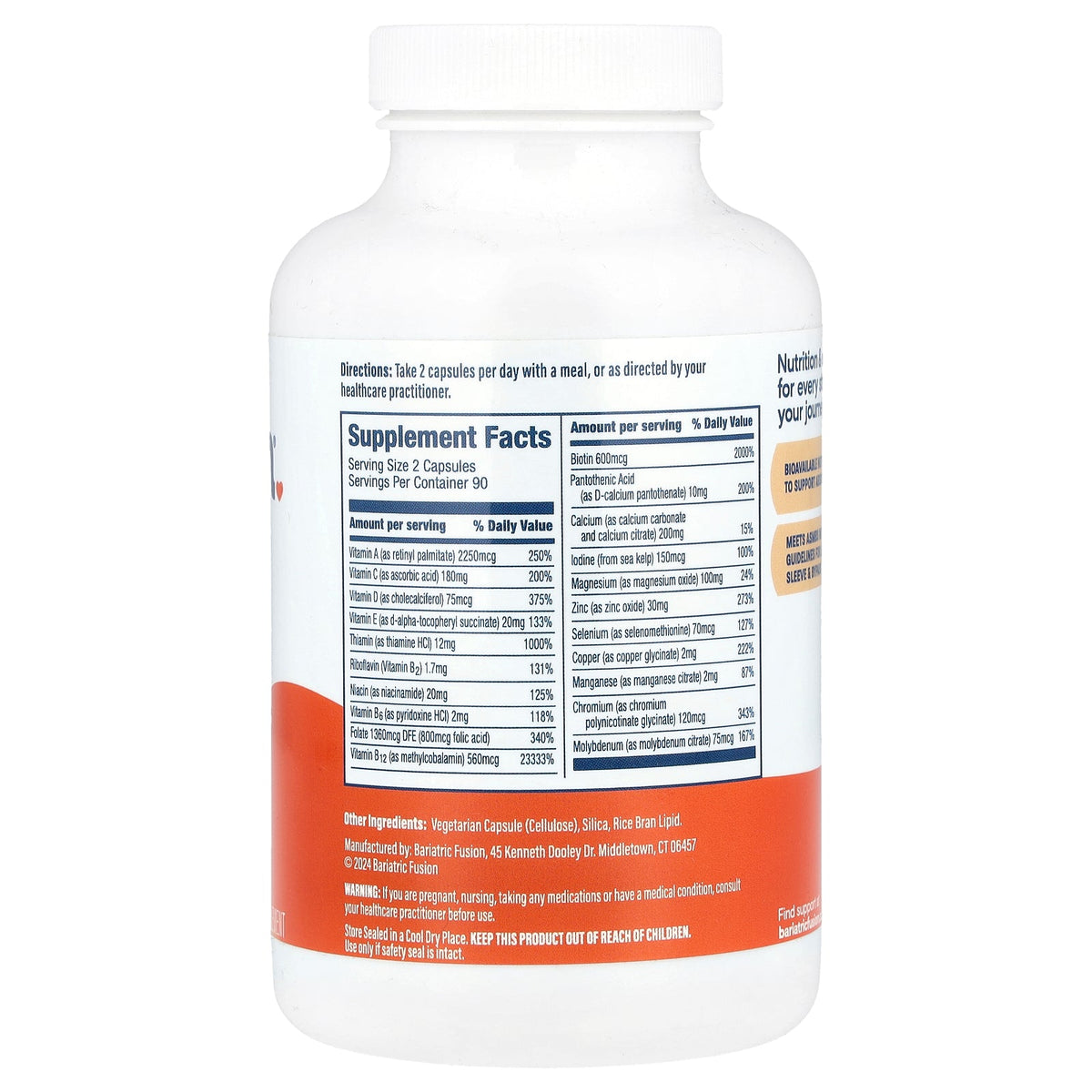 Bariatric Fusion, Multivitamin Without Iron, 180 Capsules