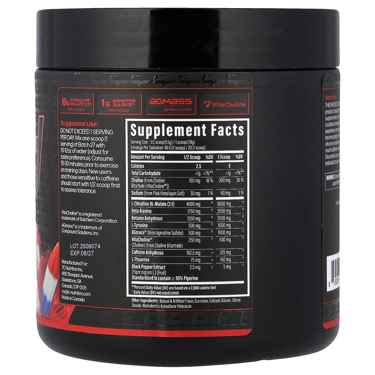 TC Nutrition, Batch 27, Fully Dosed Pre Workout, Rocket Pop, 13.4 oz (380 g)