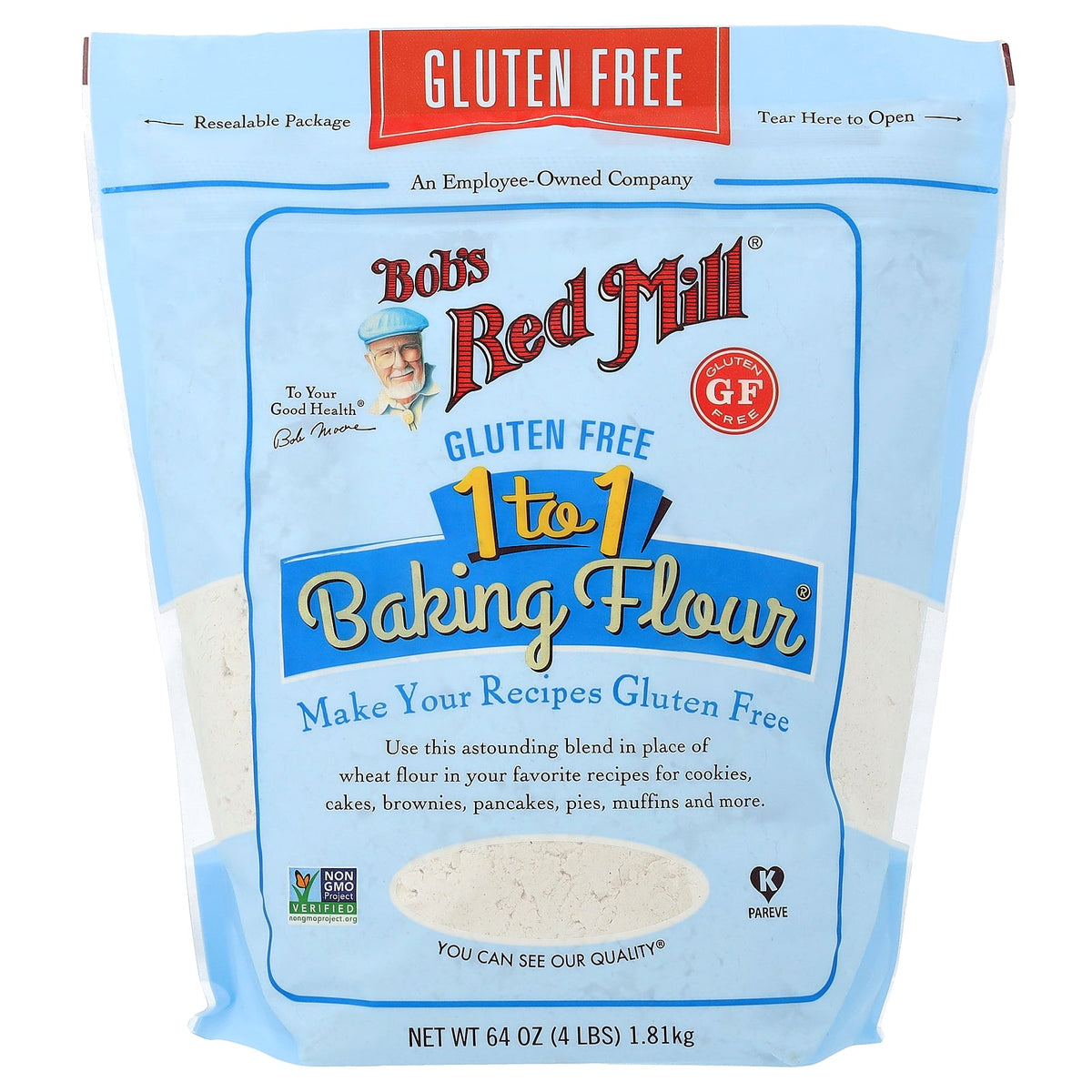 Bob's Red Mill, 1 to 1 Baking Flour®, Gluten Free, 64 oz (1.81 kg)
